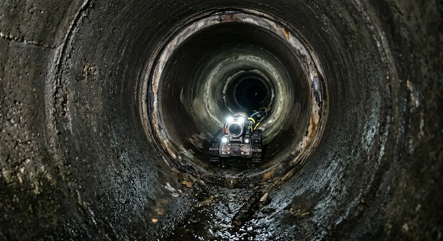 Robotic sewer camera inspecting pipe interior for Sewer Line Cleaning in Commerce City